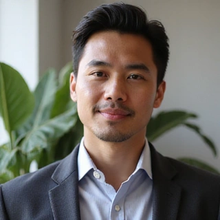 Portrait of Doni Pratama, a holistic wellness coach and nutritionist at NutriLife Indonesia, looking thoughtful.